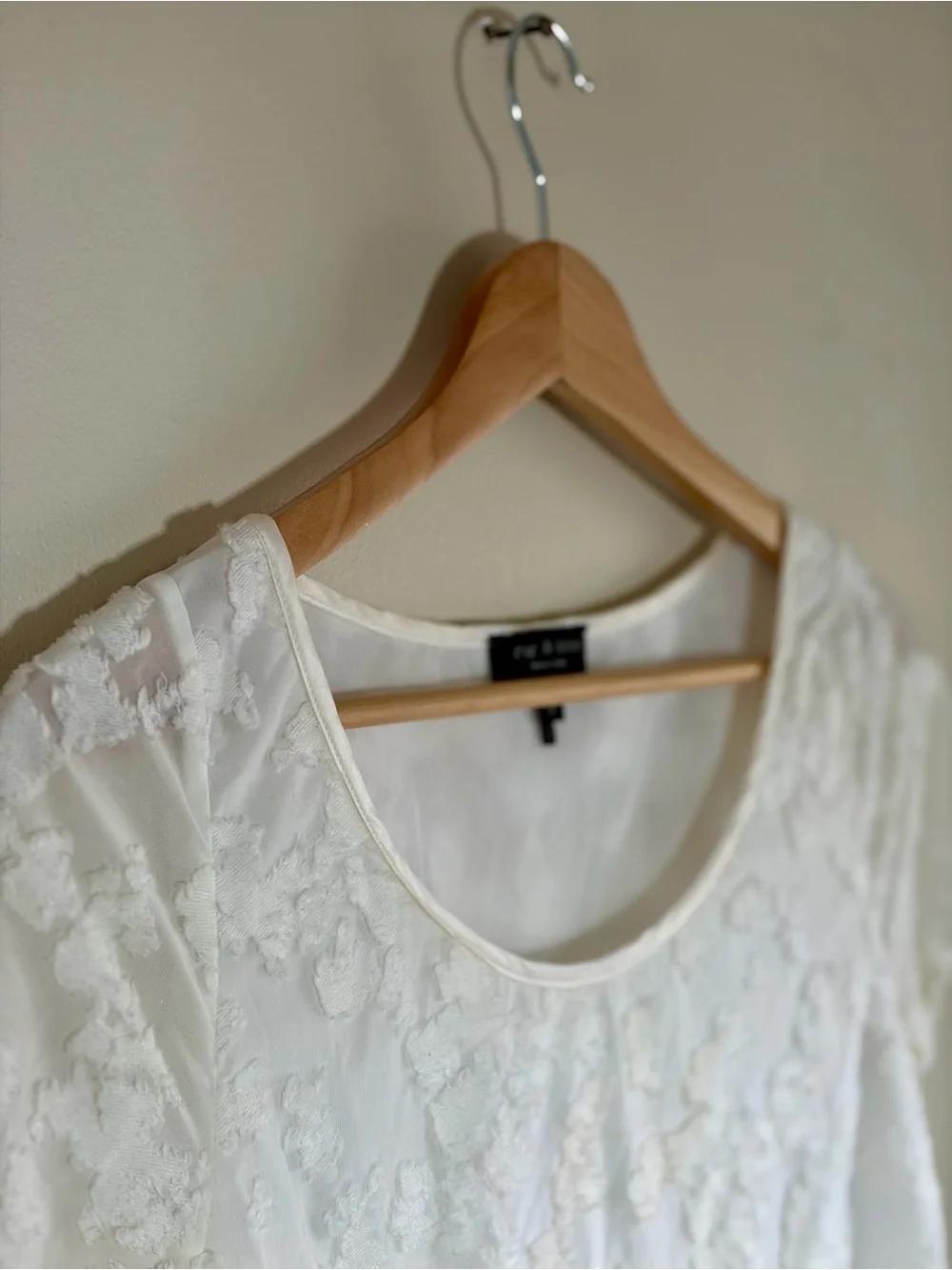 Rag & Bone White Ivory Lace Short Sleeve Casual Top Size Small Petite - Picture 5 of 7
